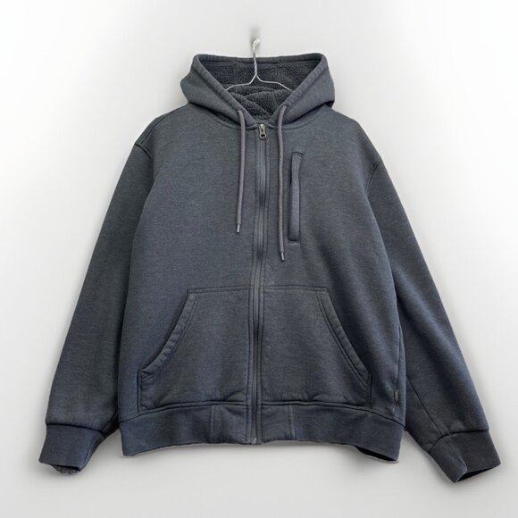 BC Clothing Warm Sherpa Fleece Lined Zip Up Hoodie Men Sz S Grey Outdoor - Picture 1 of 15